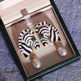 Zebra Fülbevalók Gyönggyel