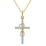 Kereszt Medállal Díszített Nyaklánc Gyémánt Ötvözetből
