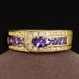 Aranyozott Vintage Gyűrű Lila Zirconia-val
