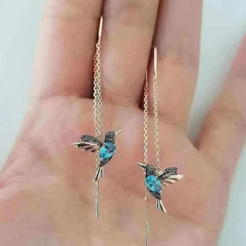 Zöld Hummingbird fülbevalók zománccal és cirkónia kövekkel
